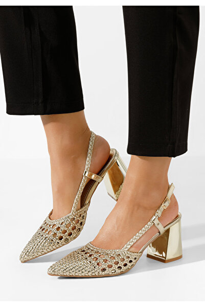 B T Shoes Zlaté lodičky s otevřenou pätou Letira