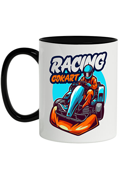 StoryGift Romania Cana Cu Mesaj In Engleza Racing Gokart, Masina, Sofer, Casca, Multicolor 330 Ml,, Cu ,stg