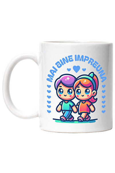 StoryGift Romania Cana Cu Cuplu Animat Fericit Plimbare Text Mai Bine Impreun...