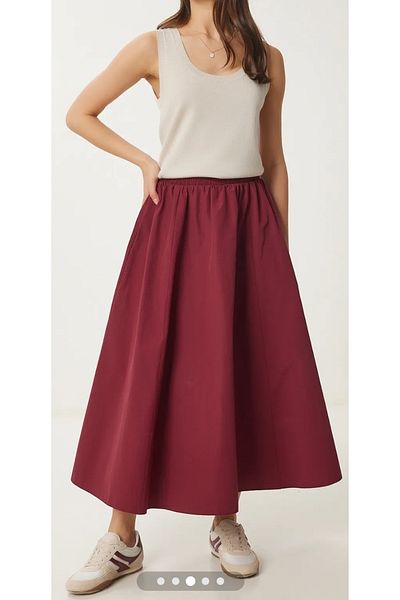 DENİKK Women's Trend Long Skirt with Elastic Waist Pocket
