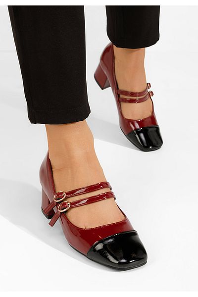 B T Shoes Marilee Red Chunky Heel Shoes