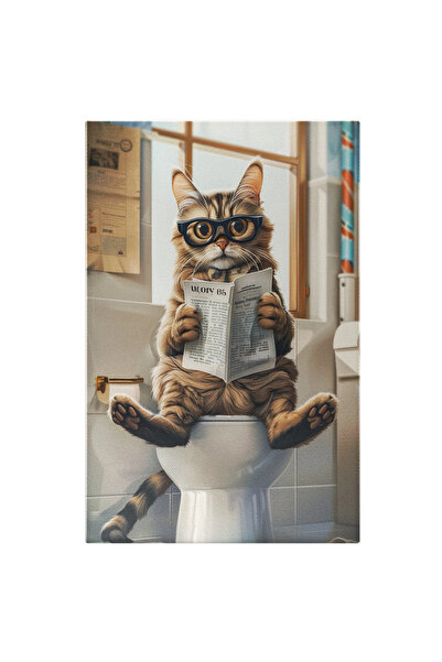 StoryGift Romania Tablou Canvas Bobtail La Baie Citește Ziarul Cu Ochelarii P...