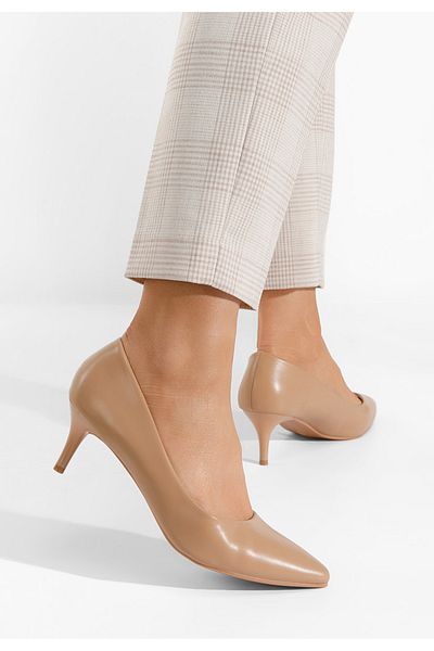 B T Shoes Modena camel thin heel shoes