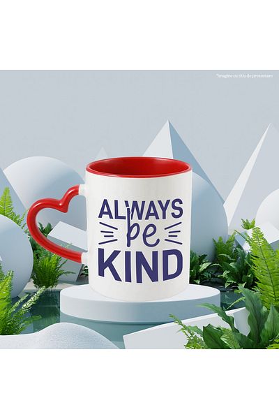 StoryGift Romania Mug with the message "Be always good" with Red Heart Handle, With Red Heart Handle STG ,STG ,STG