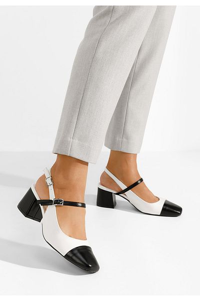 B T Shoes Eriosa White Chunky Heel Shoes