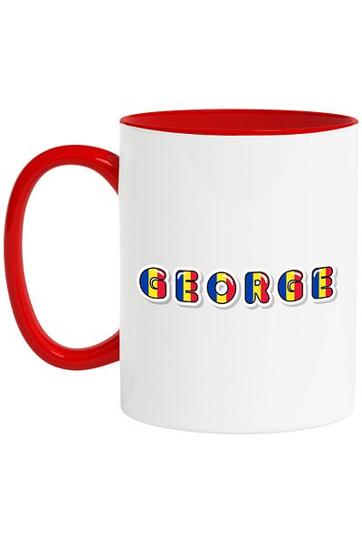 StoryGift Romania Mug With Name George, Romania, Supporter, Romanian Flag, Patriot, 330ml, Wax, With