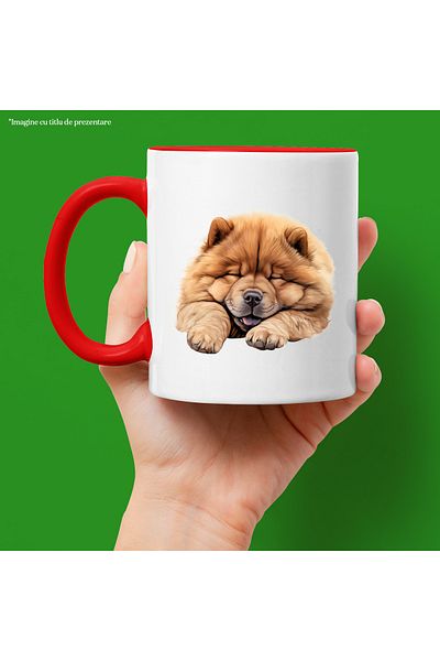 StoryGift Romania Mug with a furry dog ​​sleeping soundly | illustration | deep sleep | tired | time, With ,STG