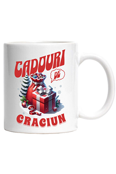 StoryGift Romania Cana Cu Sac De Cadouri Si Cutie Rosie Cu Zapada, Globuri Co...