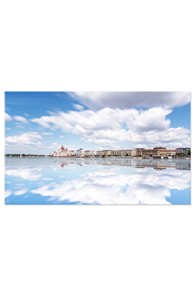 StoryGift Romania Tablou Canvas Peisaj Nocturn Asupra Budapestei Ungaria, Par...