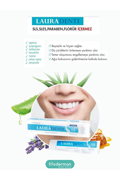 Fitoderman Lauradenti Beyazlatıcı Florürsüz Diş Macunu 100 ml X 2 Adet