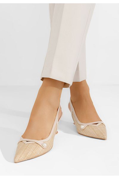B T Shoes Clemenia V2 Low Heel Shoes Beige