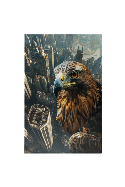 StoryGift Romania Tablou Canvas Chip De Vulture Cu Ochii Portocalii Si Privire Furioasa Cu Ciocul Negru Ascutit