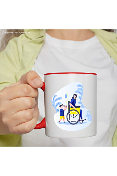 StoryGift Romania Wheelchair Mug, Patient, Child, Woman, Multicolor 330 ml, Ceramic with , With ,STG