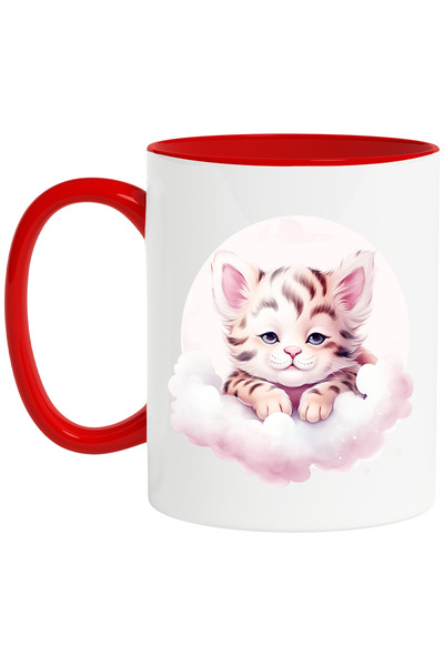 StoryGift Romania Cana Cu Un Pui De Tigru Somnoros, Ilustratie, Norisori, Lun...