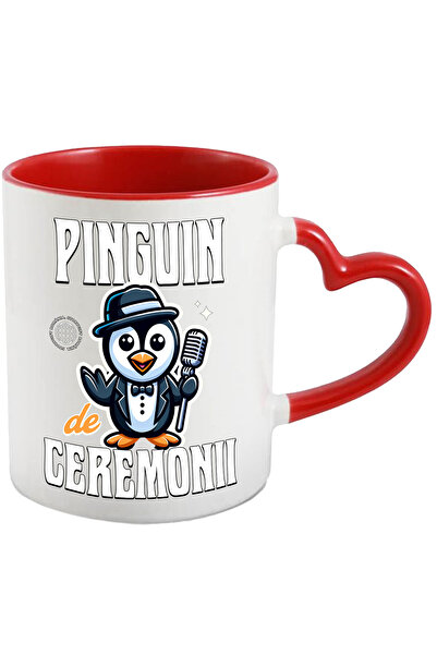 StoryGift Romania Cana Pinguin De Ceremonii Cu Microfon Costum Haoios, 330ml, Ceramica Cu Maner In, Cu ,stg