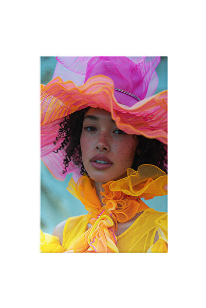 StoryGift Romania Tablou Canvas Pretty Woman, Fata Cu Pistrui Si Par Cret Nge...