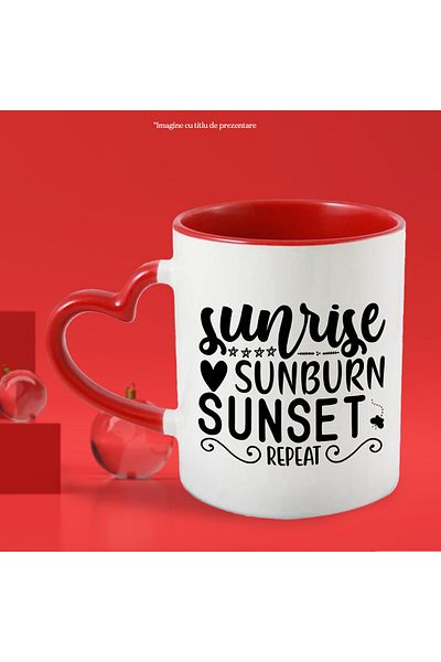 StoryGift Romania Mug with the message in English "Sunrise, sunburn, sunset, repeat" - sunrise burns a, With, STG.