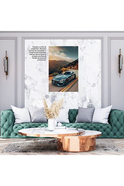 StoryGift Romania Tablou Canvas Mercedes AMG de Culoare Gri Inchis care Circula pe un Drum Linistit, Love for Me