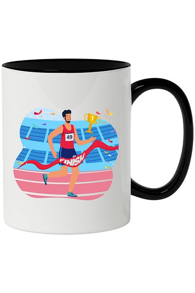 StoryGift Romania Cana Cu Atletism, Cursa, Castigator, Trofeu, Multicolor 330 Ml, Ceramica Cu Mane, Cu ,stg