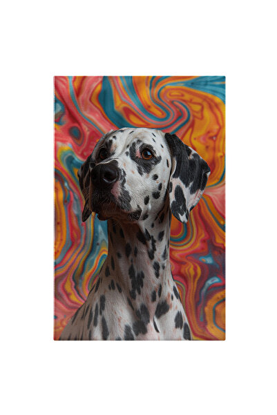StoryGift Romania Tablou Canvas Damlațianul Impresionat Câine Alb Cu Pete Neg...
