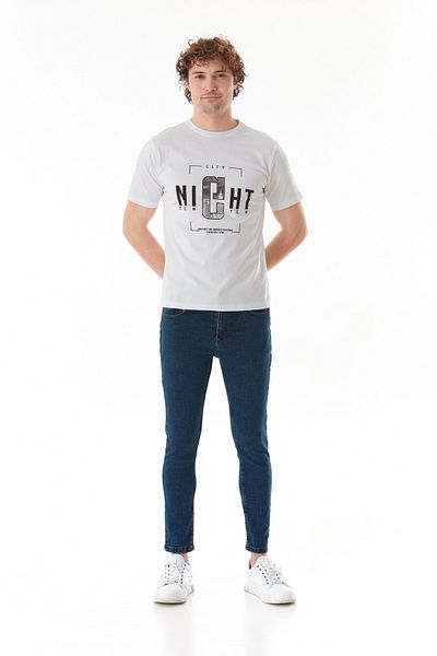 Fulla Moda Μπλουζάκι με λαιμόκοψη με νυχτερινό κείμενο