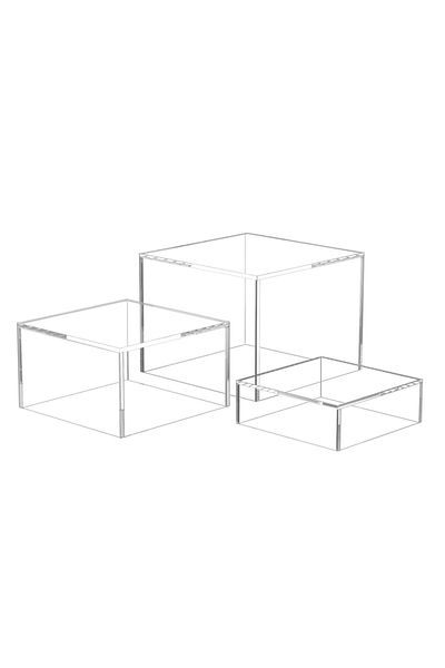 Generic 3 قطع من حاملات الأكريليك لعرض الحلويات مع قاع مجوف 8 × 9 × 10 بوصة