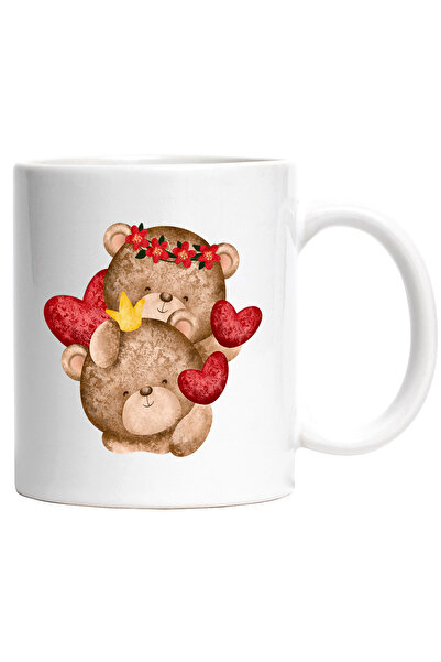 StoryGift Romania Cana Cu Ursuleti De Plus, Inimi, Coroana, Flori, Dragoste, ...