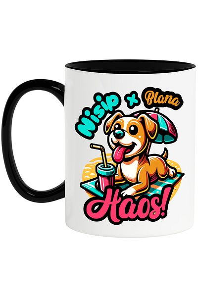 StoryGift Romania Dog on the beach mug, sand+fur=pet chaos, 330ml, Ceramica cu Man, Cu