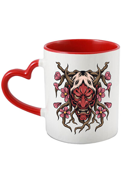 StoryGift Romania Cana Cu Masca, Oni, Flori, Crengi, Multicolor 330 Ml, Ceram...