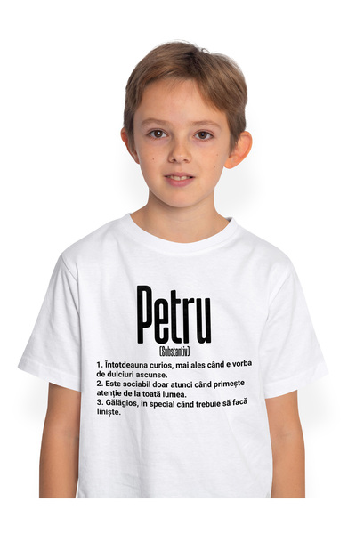 StoryGift Romania Tricou Copii Baieti Cu Numele Petru, Cu Mesaj Amuzant, Curi...