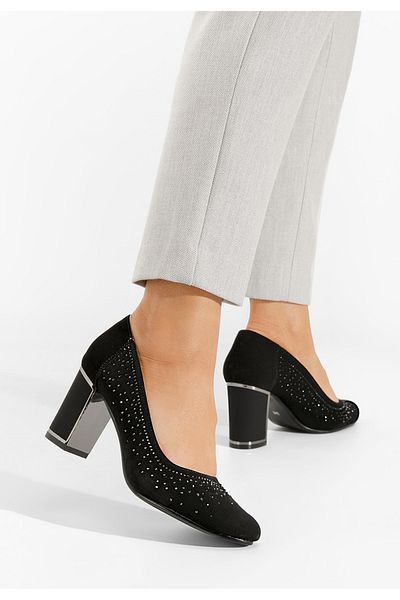 B T Shoes Pantofi Cu Toc Gros Corallia Negri