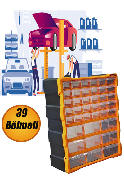 NUBLADO Çekmeceli 39'lu Takım Çantası Plastik Organizer Vida Dübel Civata Kut...