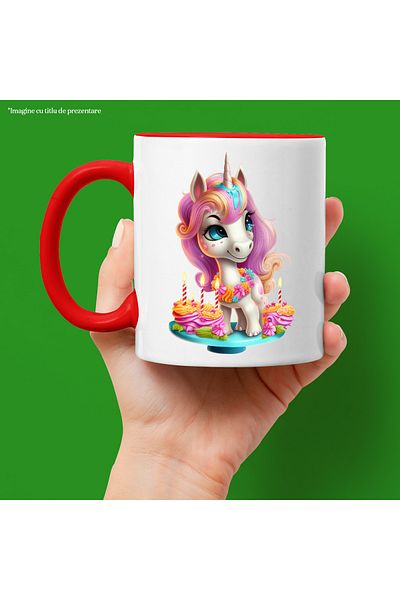 StoryGift Romania Mug with a unicorn | illustration | joy | cheerfulness | pleasant atmosphere | birthday, With