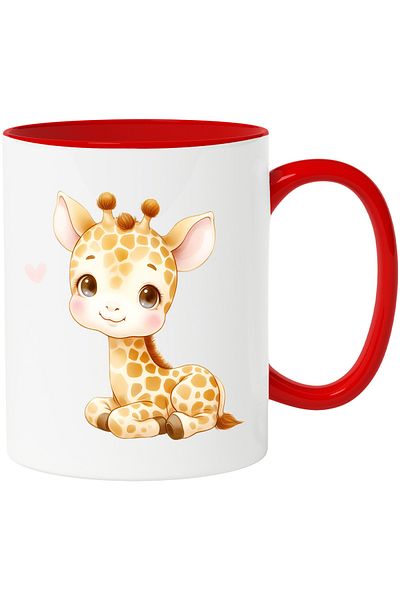 StoryGift Romania Mug with a little giraffe | illustration | blushing | heart | appreciation | gesture, With