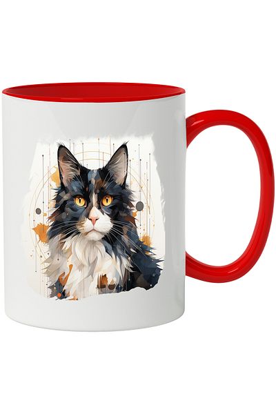 StoryGift Romania Cat Mug, Polka Dots, Paint Splatters, Pet, Multicolor 330 ml, Ce, Cu