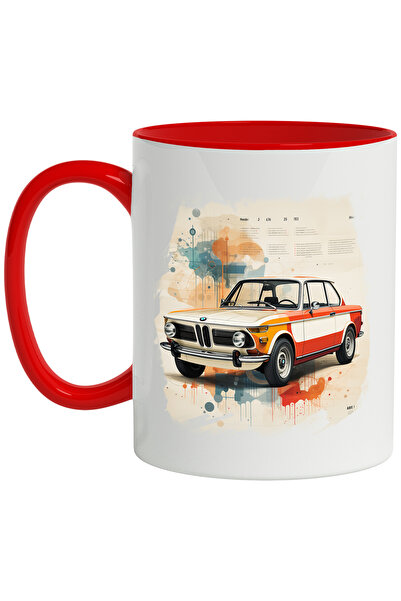 StoryGift Romania Cana Cu Masina, Retro, Bmw, Calendar, Buline, Watercolor, M...