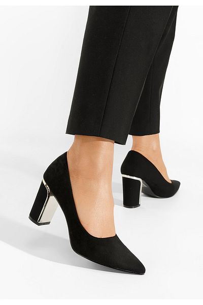 B T Shoes Pantofi Cu Toc Gros Sireda Negri
