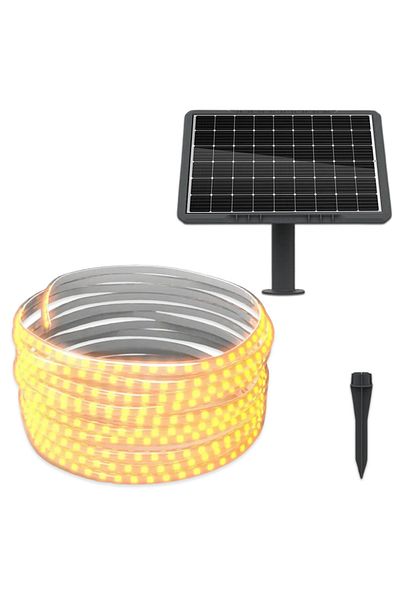 CLASSLIGHTS Kit bandă LED alb cald, 10 metri, panou solar monocristalin, 100w, IP65