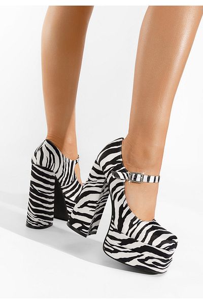 B T Shoes Tixe Zebra Platform Chunky Heel Shoes