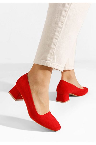 B T Shoes Arola Red Low Heel Shoes