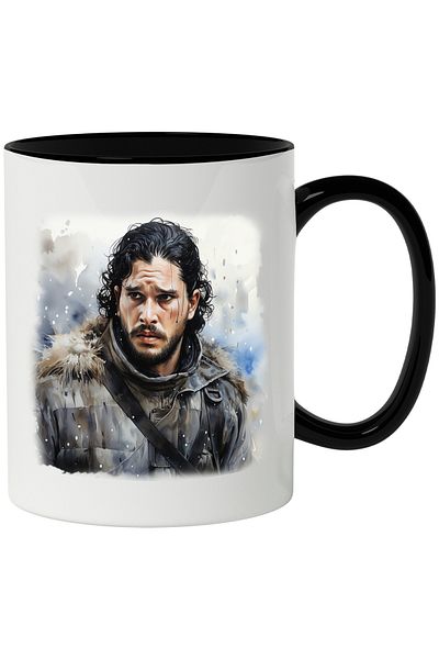 StoryGift Romania Mug With Jon Snow, Game of Thrones, Series, Books, Fantasy, Multicolor 330 ml, , With