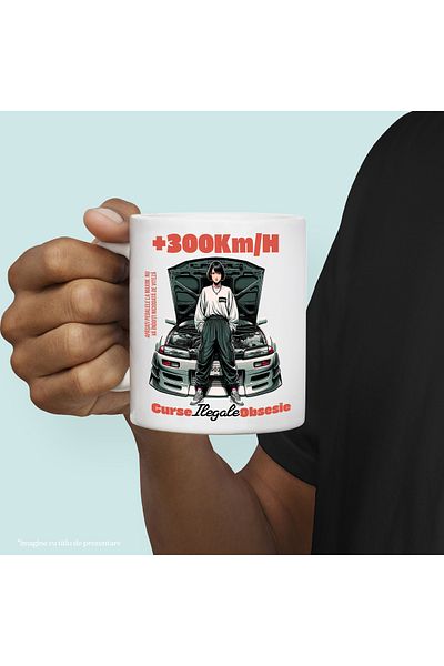 StoryGift Romania Cana Fata Stil Anime Cu Masina Curse Ilegale Obsesie Viteza, 330ml, Ceramic Cu M, Cu ,stg