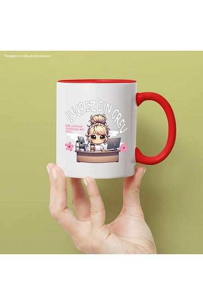 StoryGift Romania Mug Girl working at the computer funny text I'm Working Hard, Miss Coffee Work, With,STG.