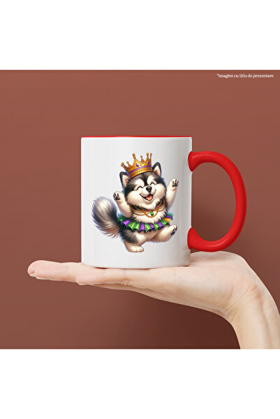 StoryGift Romania Cana Cu Un Catel Care Danseaza Fericit, Ilustratie, Coroana, Lantisoare De Aur, , Cu ,stg