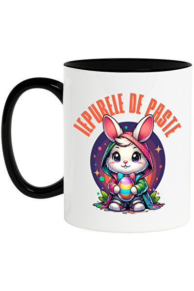 StoryGift Romania Cana Cu Iepure Alb Cu Pelerina Multicolor Si Papion Ou Colo...