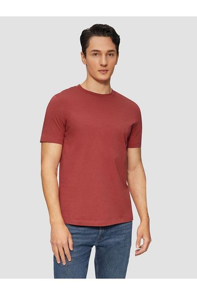 s.Oliver Men's Short-sleeved T-shirt With Logo And Regular Fit, Red, M
