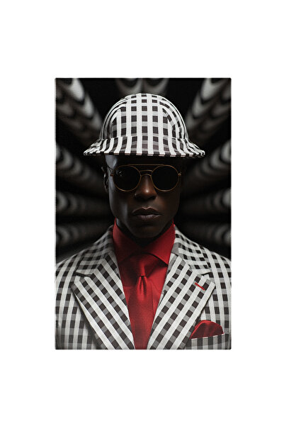 StoryGift Romania Tablou Canvas: Model In Carouri Guler, Palarie De Costume, ...