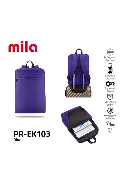 Mila حقيبة ظهر للكمبيوتر المحمول Classone PR-EK103 مقاس 15.6 بوصة من Mila، متوافقة مع Lenovo، HP، Asus، Monster، Macbook، Mac Air - أرجواني