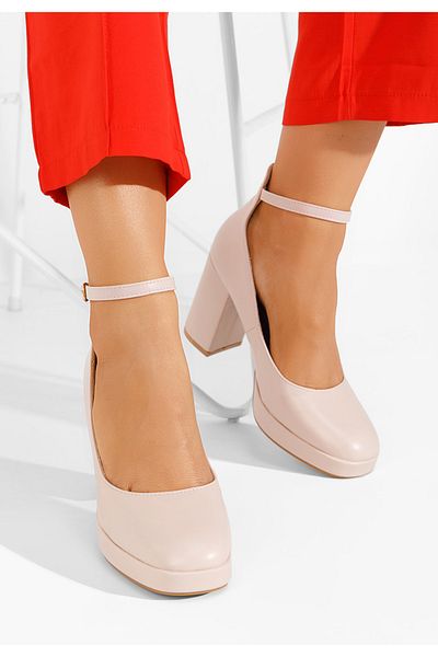 B T Shoes Pantofi Cu Toc Gros Isperta V3 Bej