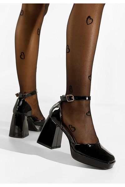 B T Shoes Pantofi Cu Toc Gros Negri Ibia
